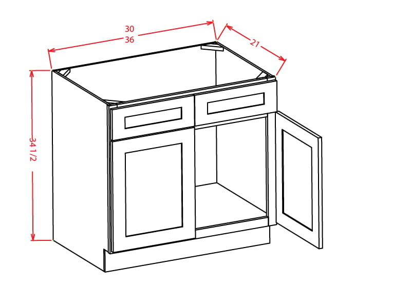 Vanity Sink Base Cabinet - 30"W x 34 1/2"H x 21"D